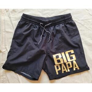 Goodfellow Men’s Sm Big Papa Graphic Swim Trunks Black